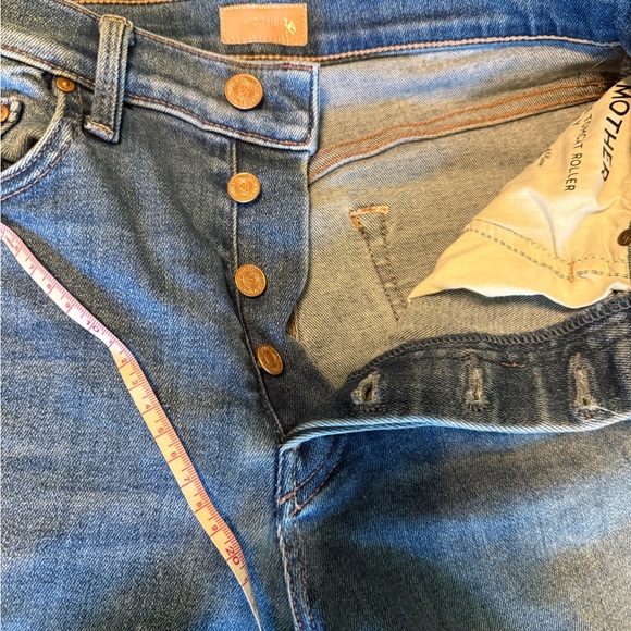 MOTHER Blue Flare Jeans with Frayed Hem - Picture 6 of 8